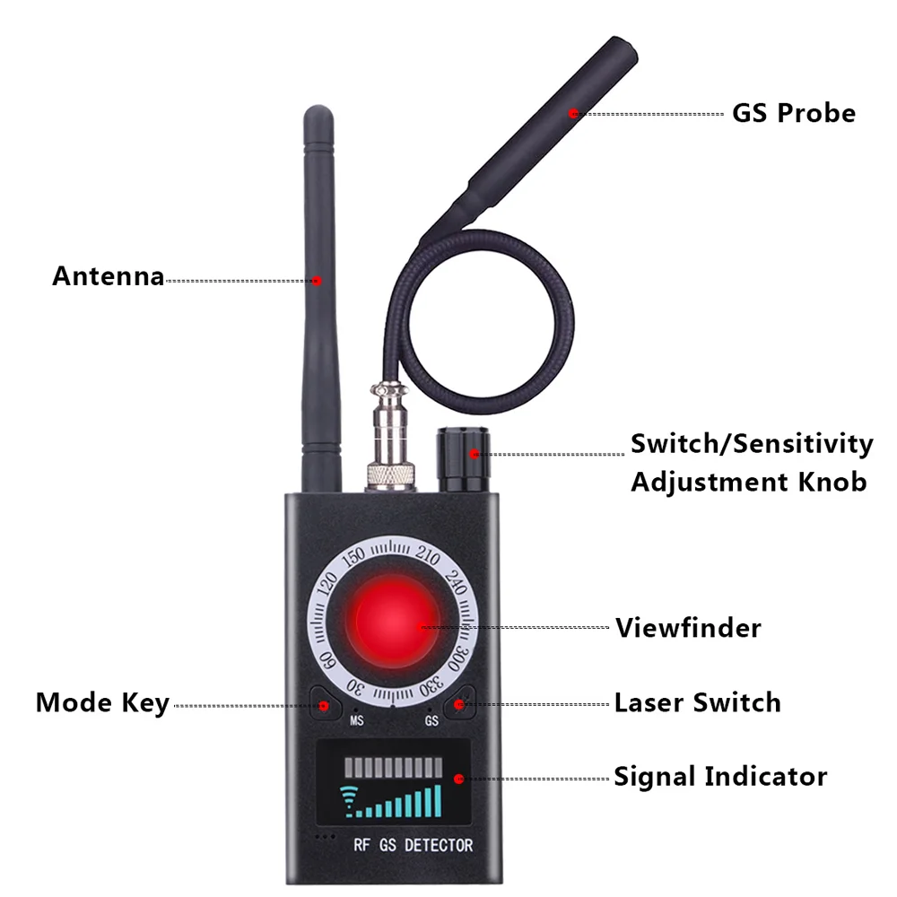 K18 Detector Multi-function Anti Mini Bug Audio SPY-Camera GSM Finder GPS Signal Lens RF Locator Tracker Detect Wireless Camera