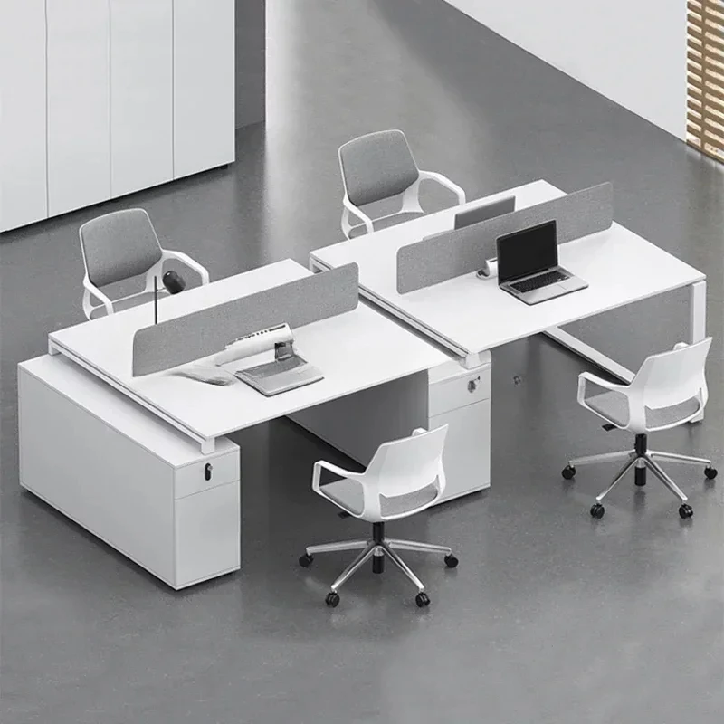 

Employee Simplicity Office Desks Combination Modern White Screen Office Desks Storage Wood Escritorios Work Furniture