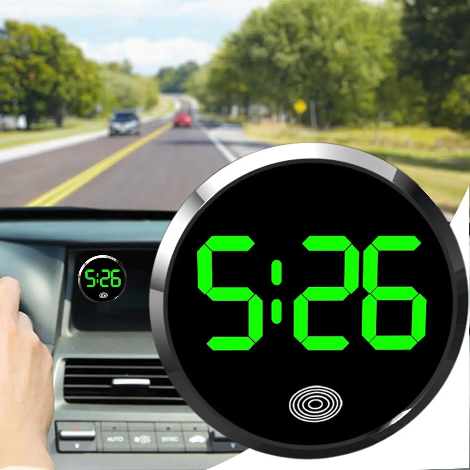 Car Dashboard Digital Clock Fashionable LED Clock Touch-Control Dashboard Watch Universal for Most Cars E-Bikes Study Desks
