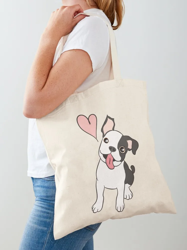 

LOVE Boston Terrier / Black 5 Tote Bag Women's beach bags Big bag women tote bag men canvas bags