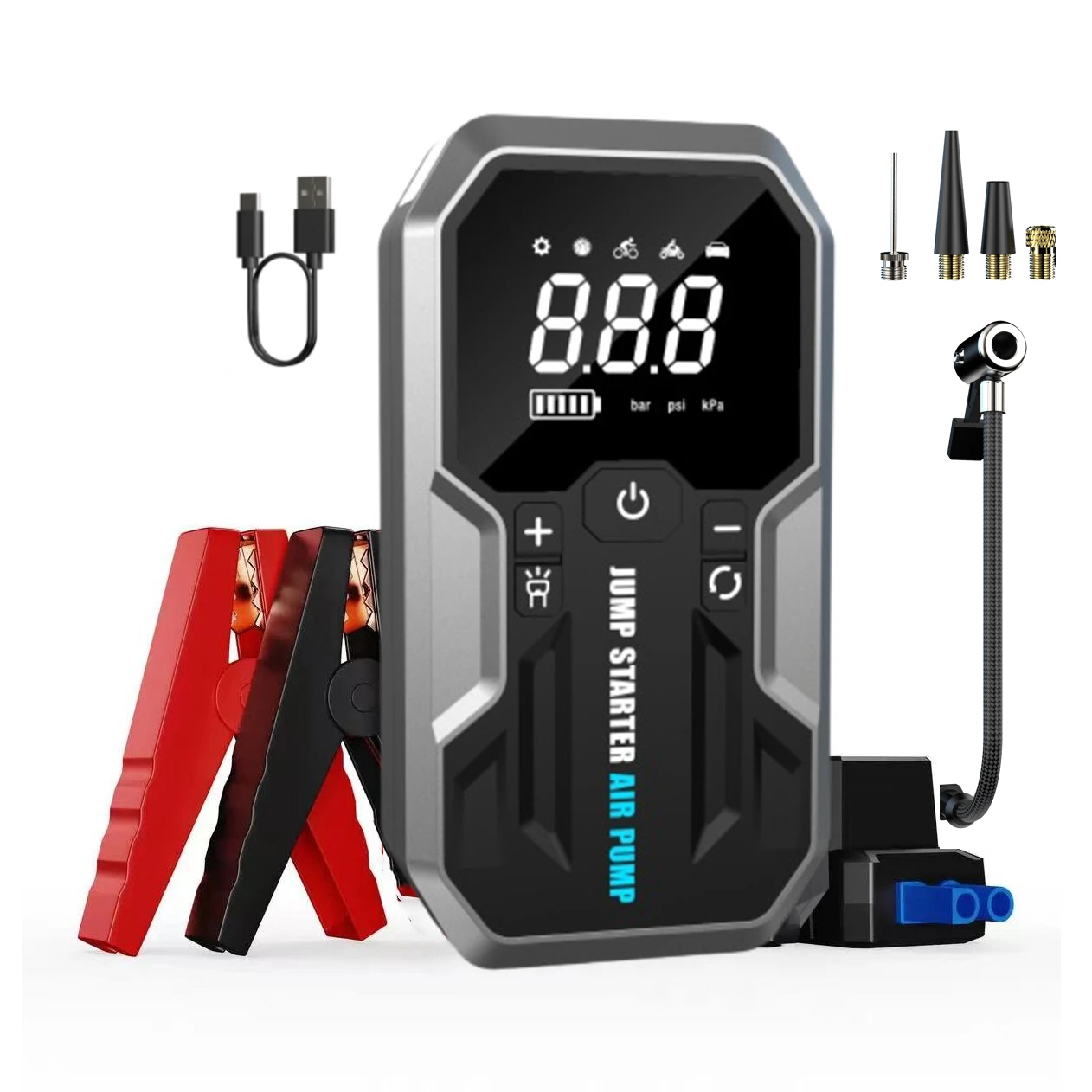 

Portable 20000mAh Super Capacitor 12V 4000A 2000A Car Truck Jump Starter Power Bank With Air Pump LED Light Battery Booster