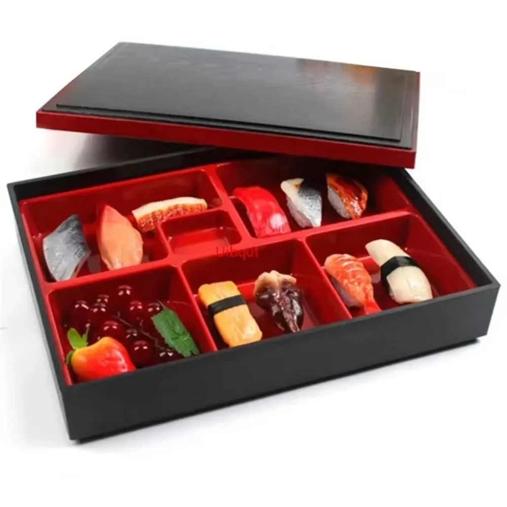 Plastic Japanese Lunch Boxes Japanese Style Compartments Food Storage Container Multi-functional with Lid