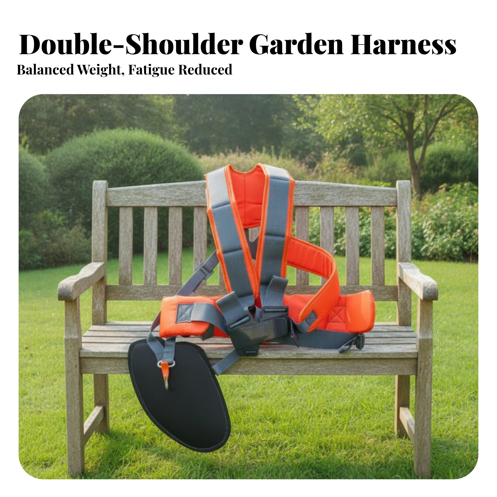 Double Shoulder Harness Thick Padded Trimmer Strap with Thigh Pad Vegetation Eater Shoulder Strap Adjustable for Landscapers