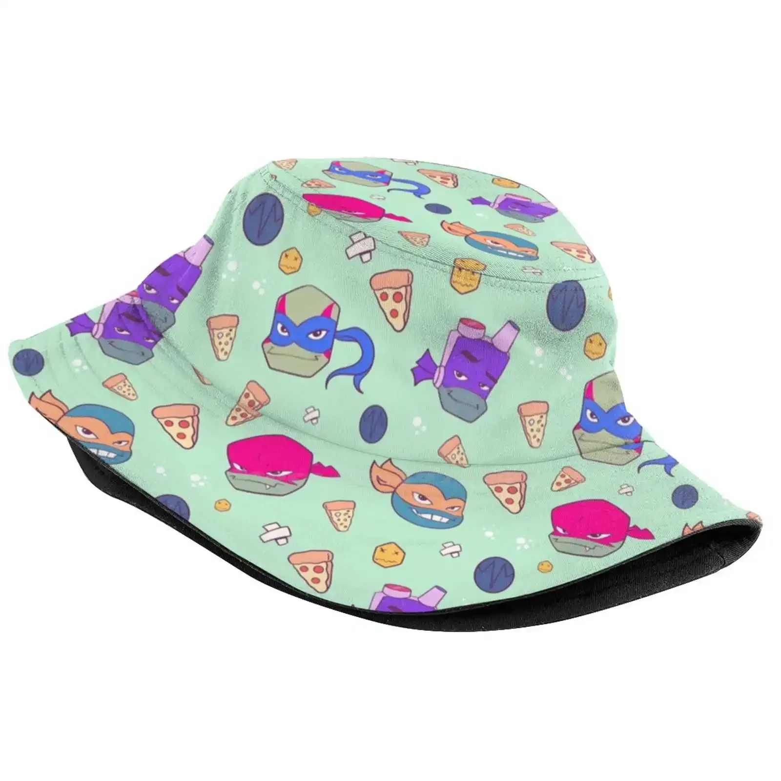 Pizza Time Sun Cap Fisherman Hat Bucket Hats Rise Of The Turtle Power Cowabunga Cartoons Teenage Mutant Leonardo Donatello