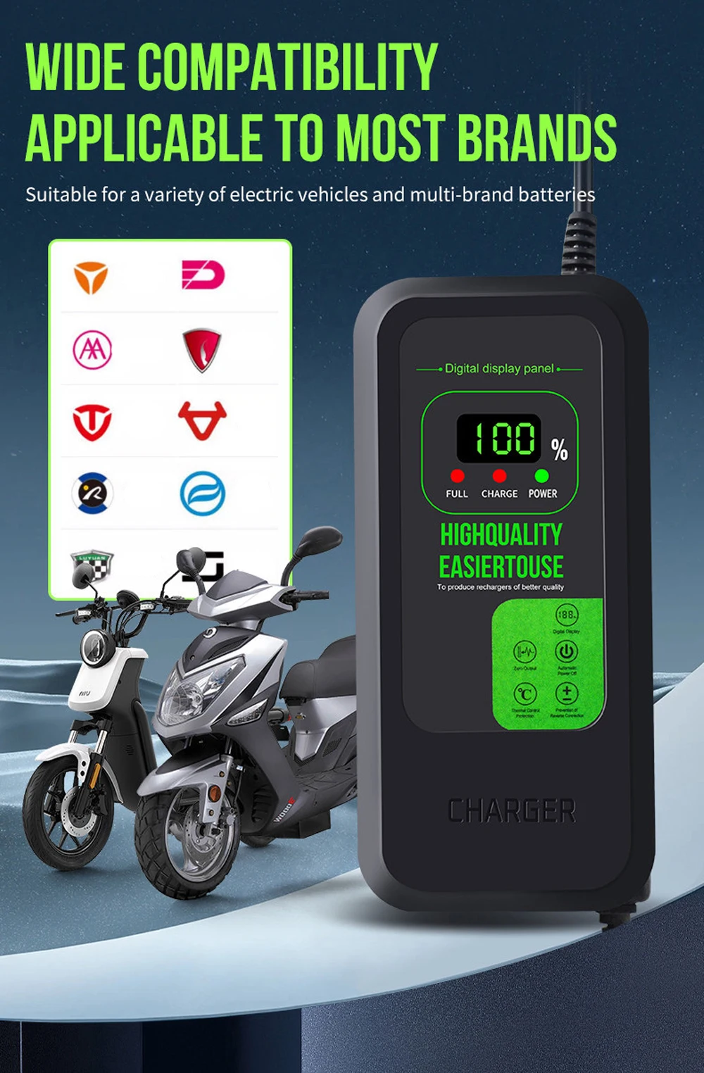 36V 48V 72V Li-Ionen-Ladegerät für Lithium-Batterien 2A/5A mit DC/Dreieck-Stecker für 42V 54,6V 84V Lithium-Batterie-Ladeadapter – Detail 3