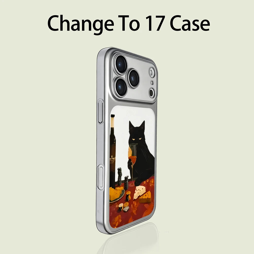 Lustige Schwarze Katze Niedliche Mattierte Hülle für iPhone 13 15 16 Pro Max Hüllen iPhone 17 12 ProMax 11 14 16 17 Plus 17 Air Plating Fundas – Detail 9