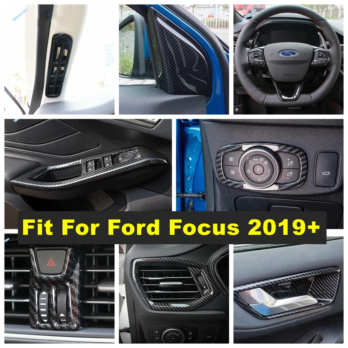 

Steering Wheel / AC Air Conditioning Outlet Vent / Window Lift Button Cover Trim Car Accessories Fit For Ford Focus 2019 - 2025