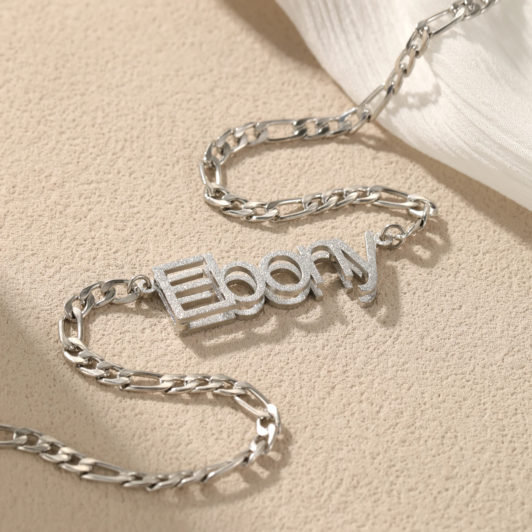 

Anniversary Gift Necklace Custom Name Frosted Nameplate Necklace Handwriting Name Necklace Frosted Personalized Choker for Her