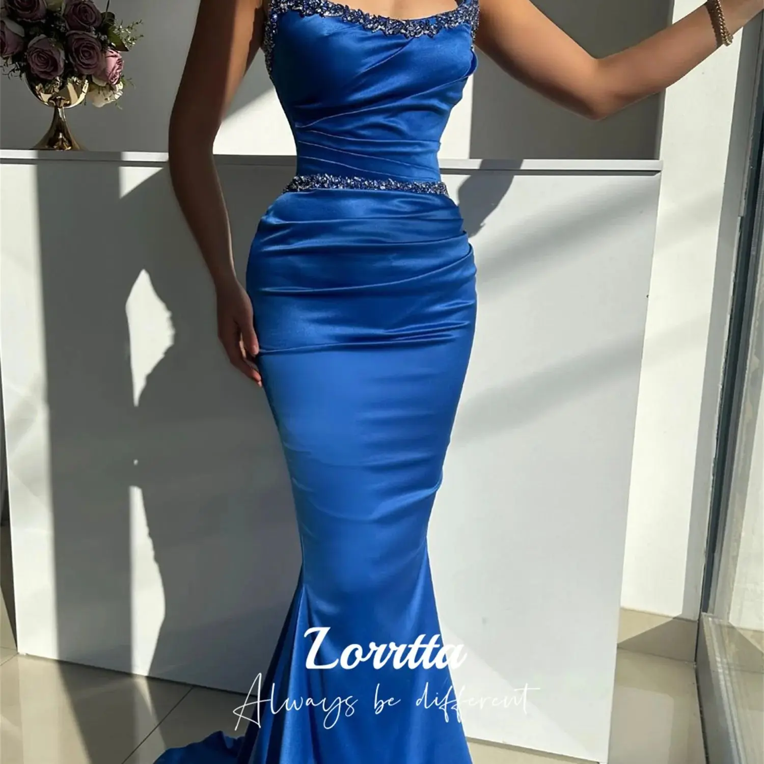 

Lorrtta Sexy Blue Prom Evening Dresses Long Halter Party Dress Mermaid Cocktail Gown Saudi Arabia Dubai Elegant and pretty dress