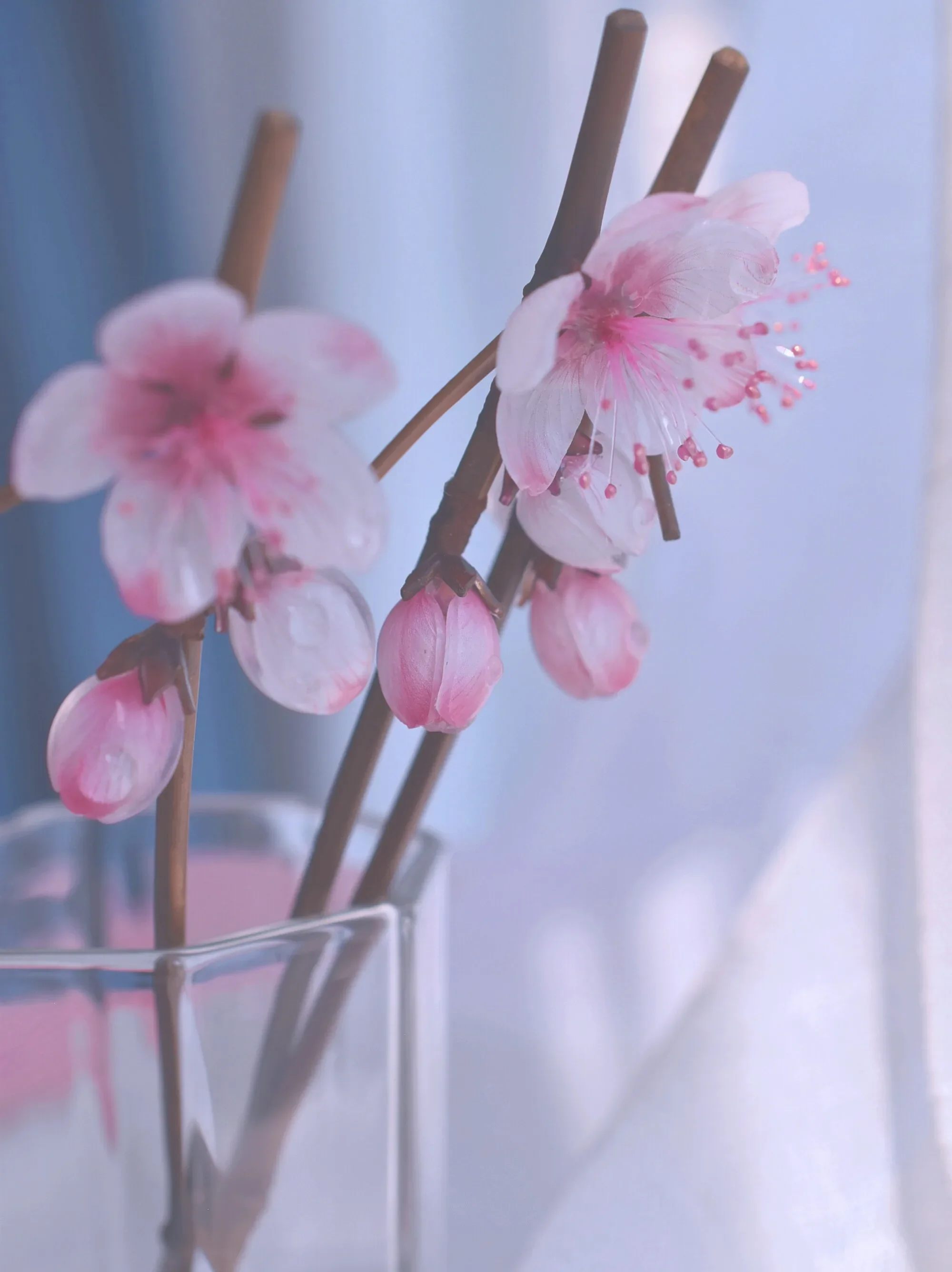 Women/Girls Ancient Style Hair Accessories, Pink Peach Blossom Bamboo Hair Stick, Chinese Style Hairpin, Coiled Hair Hairpin, Vi