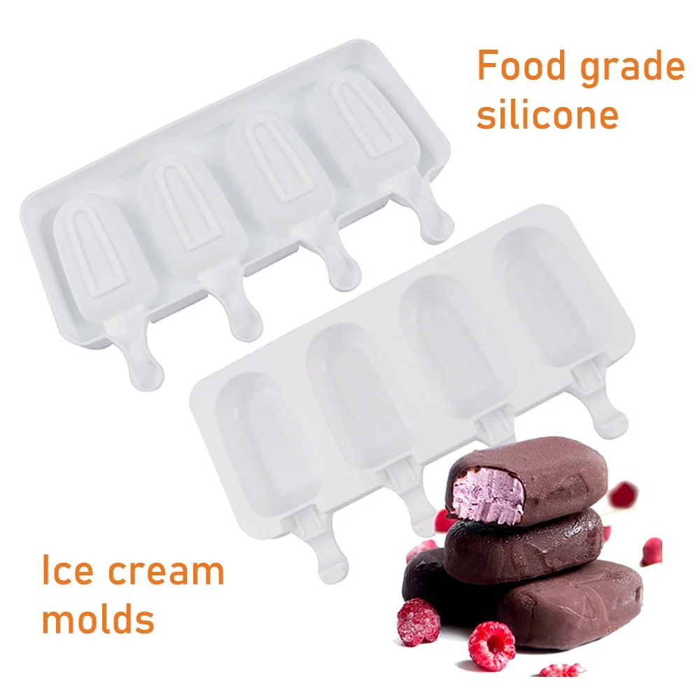 Silicone Ice Cream Forms Popsicle Mold DIY Homemade Dessert Freezer Fruit Juice Cube Maker Mould With Sticks Ice Cream Maker