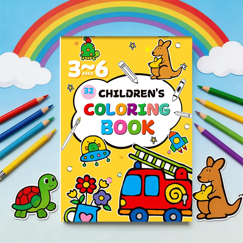 Children's Coloring Book, Fun Coloring Book With Colored Pens, 32 Cartoon Patterns, Including Colored Case Studies-image