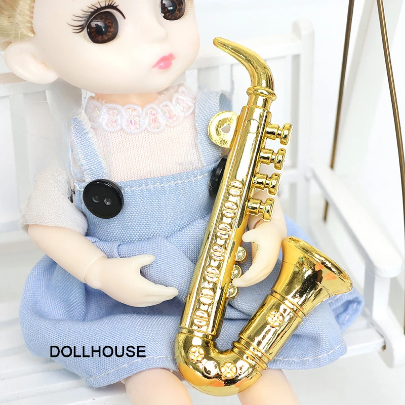 1:12 Scale Miniature Saxophone Model for Dollhouse Decoration, Music Room Accessories, Mini Dollhouse Furniture Replica