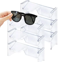 2 Pack Stacking Glasses Storage Rack Desktop Counter Sunglasses Display Rack (Transparent)