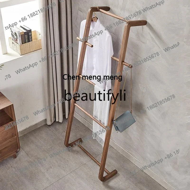 S7486teae North American black walnut coat rack solid wood household bedroom hanger floor corner hanger