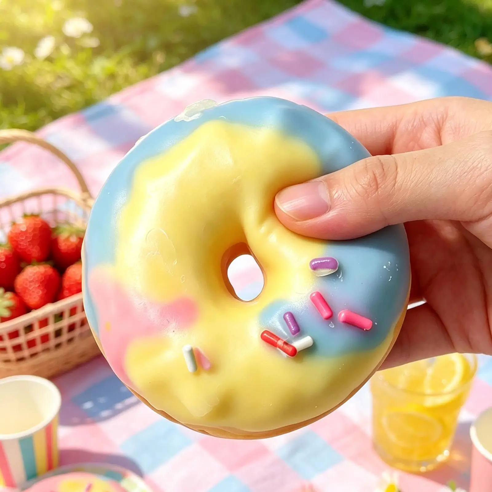 Cute Crispy Donut squishable Stress Relief Toy Squeeze Fun Pinch Decompression Plaything For Office Work Break Anxiety Relief