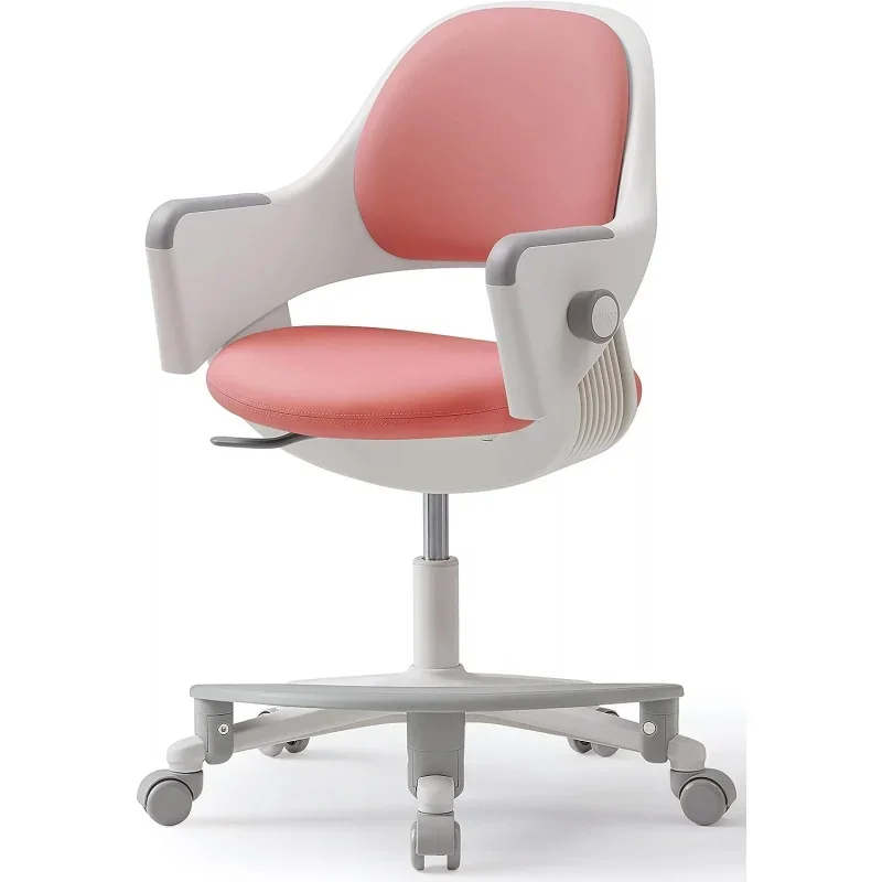 Kids Desk Chair : Ergonomic Kids Chair with Footrest, 4-Step Growing Function, Adjustable Seat Height, Sit-Locking C