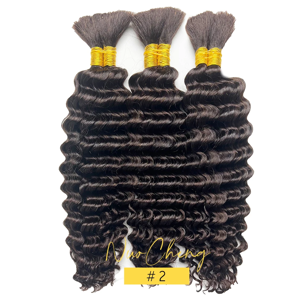 Bulk Echt haar Diepe golf Voor vlechten Diep krullend Geen inslag Braziliaanse Remy-haarextensions 100 gram Gekleurd grijs/gember/bruin