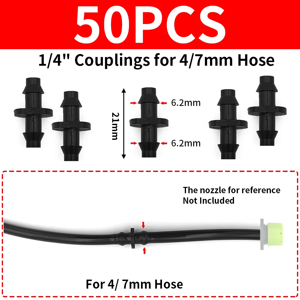 WUJIE-conector de acoplamiento de púas de agua para jardín, adaptador recto de microriego por goteo, 1/4, 3/8, 3/4 y 1 pulgada, DN16, DN20, DN25