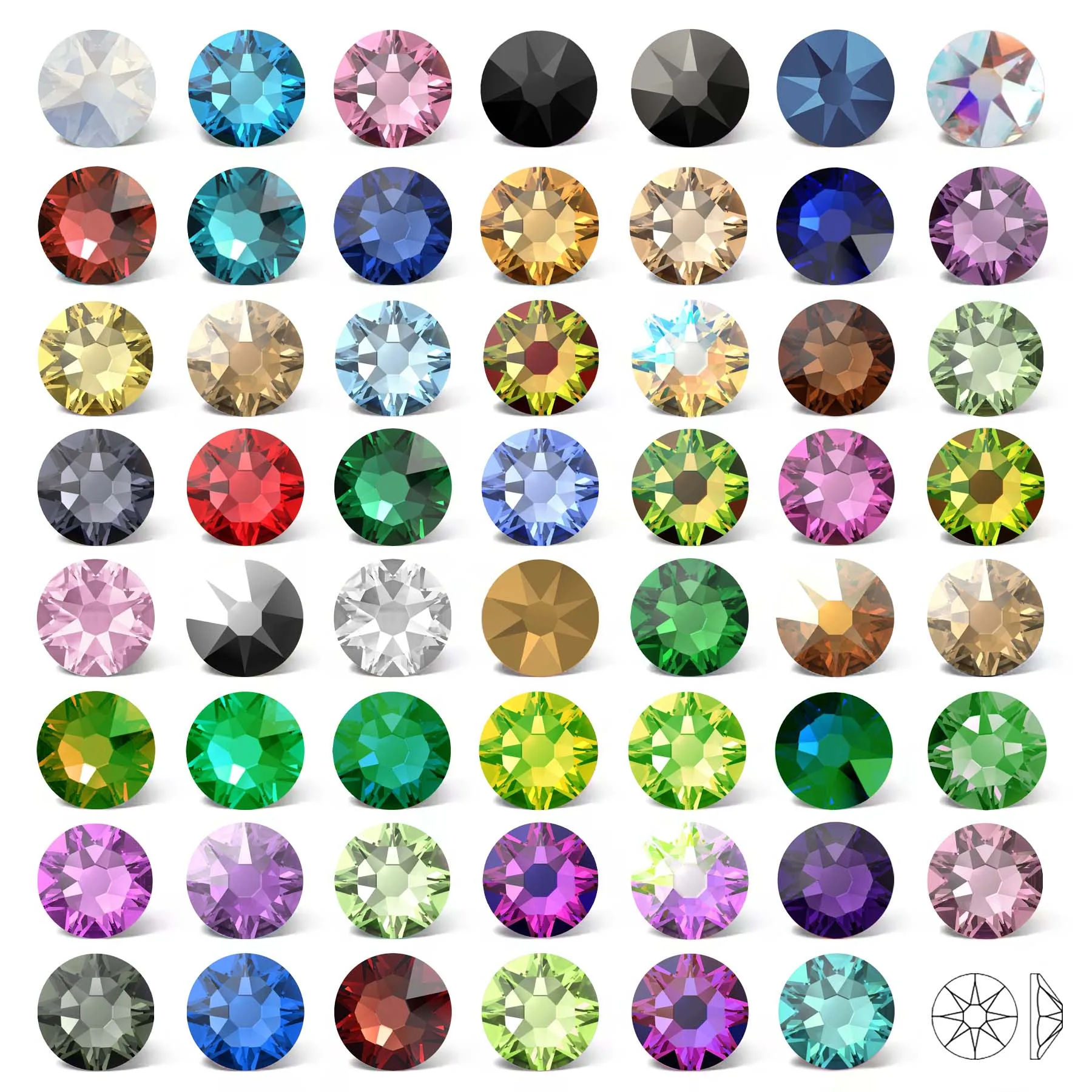 PUBRILEX-diamantes de imitación de cristal sin fijación por calor, Xirius coloridos, decoraciones planas DIY, pegamento en piedras de cristal para decoración de uñas, joyería para prendas