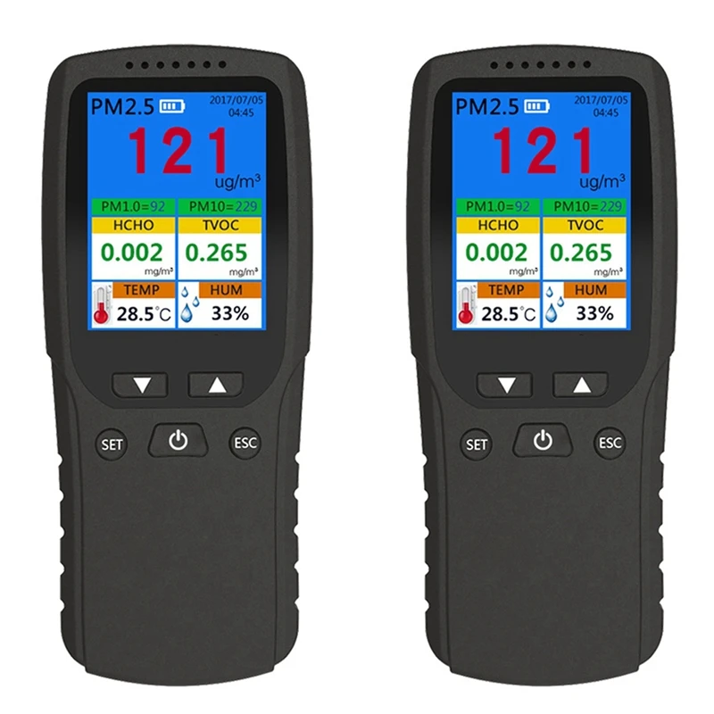 HOT SALE 2X 9 In 1 Air Quality Monitor Indoor Outdoor PM2.5, PM1.0, PM10, HCHO, Detector Tester Temperature And Humidity Sensor