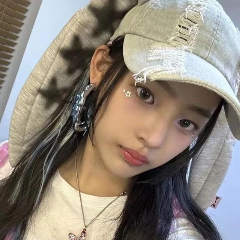 R1WE الدينيم قبعة بيسبول Y2k المرأة الدينيم قبعة بيسبول الدينيم قبعة الشمس أرنب الأذن قبعة #4