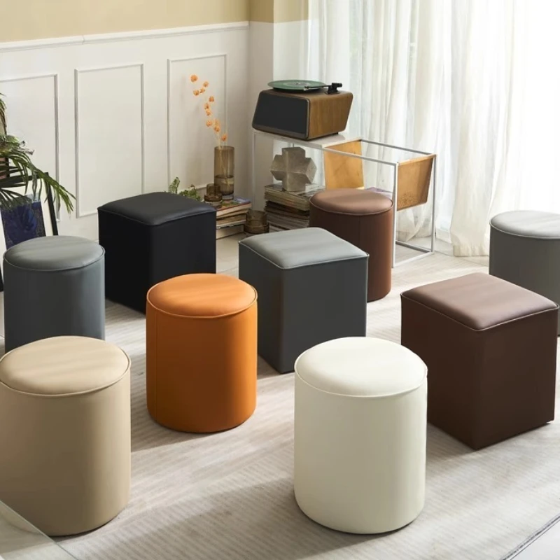 

Leather stool household living room small stool sofa stool advanced sense shoe change