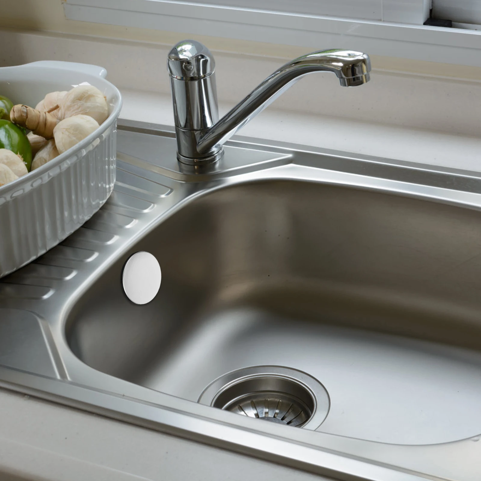 

2pcs Stainless Steel Sink Hole Durable Faucet Cover Kitchen Sink Accessories Soap Hole Cover 31-40Mm Easy Install Leakproof Keep