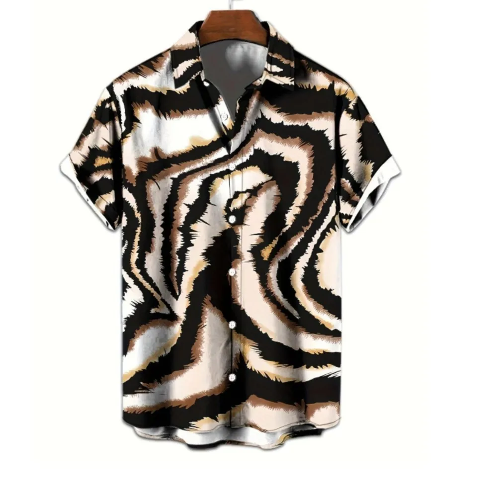 Men's Shirts And Tank Tops Color Colorful Menswear Clothing Printed Holiday Short Sleeves Shirt Ropa Hombre Buttons Vacation Top