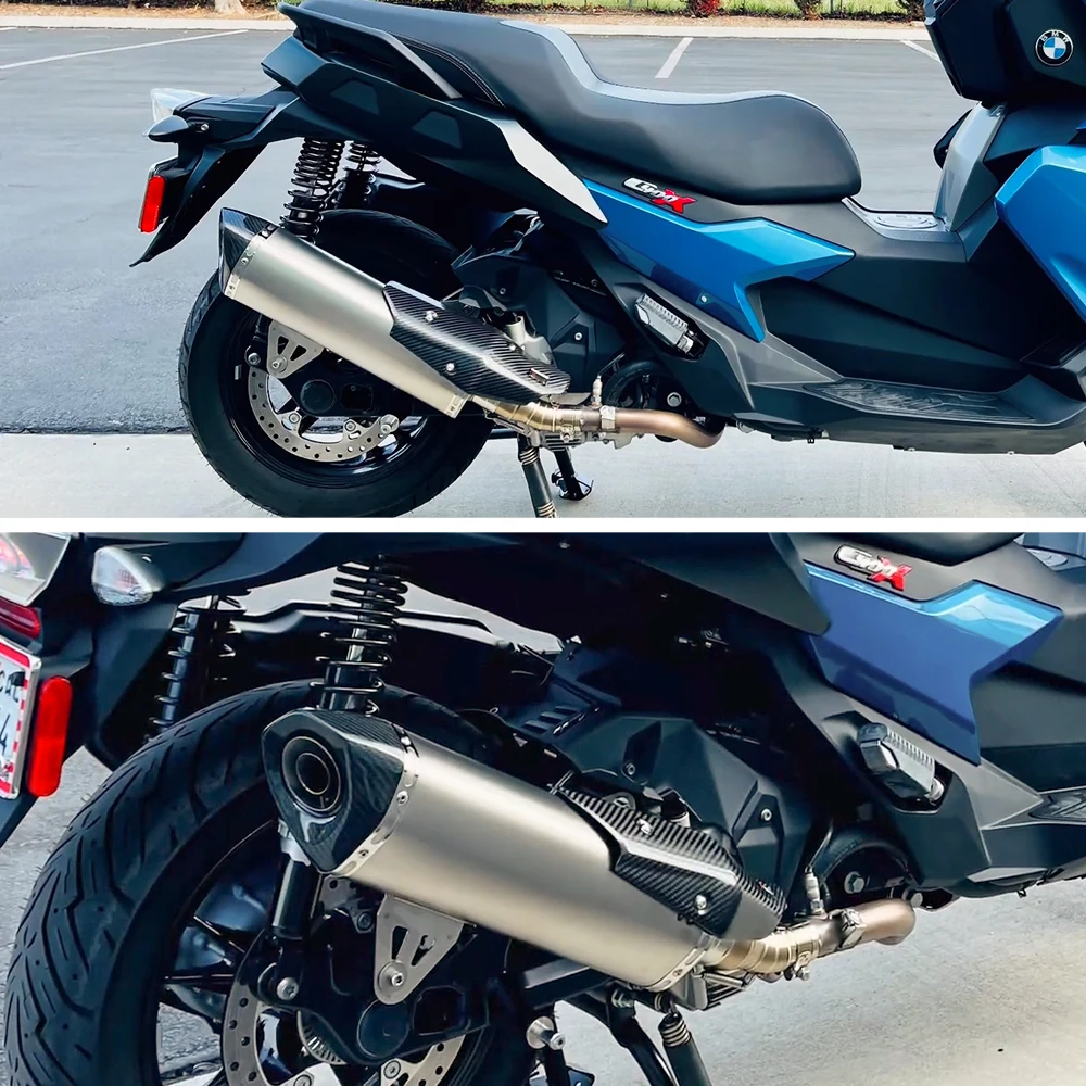 الانزلاق على ل C400X C400GT 2018 2019 2020 دراجة نارية GP العادم الهروب وصلة الأنابيب غطاء ألياف الكربون الخمار #4
