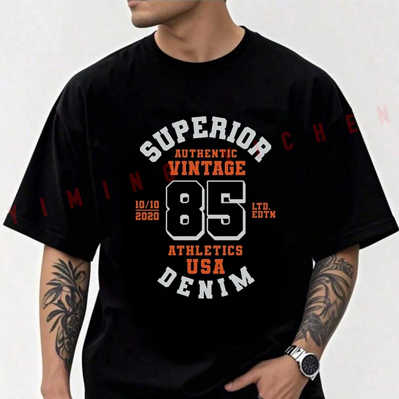 

Superior Eighty Five Design Motorcycle T-Shirt Men Cotton O-neck Short Sleeve TShirt Fashion Tops Tee
