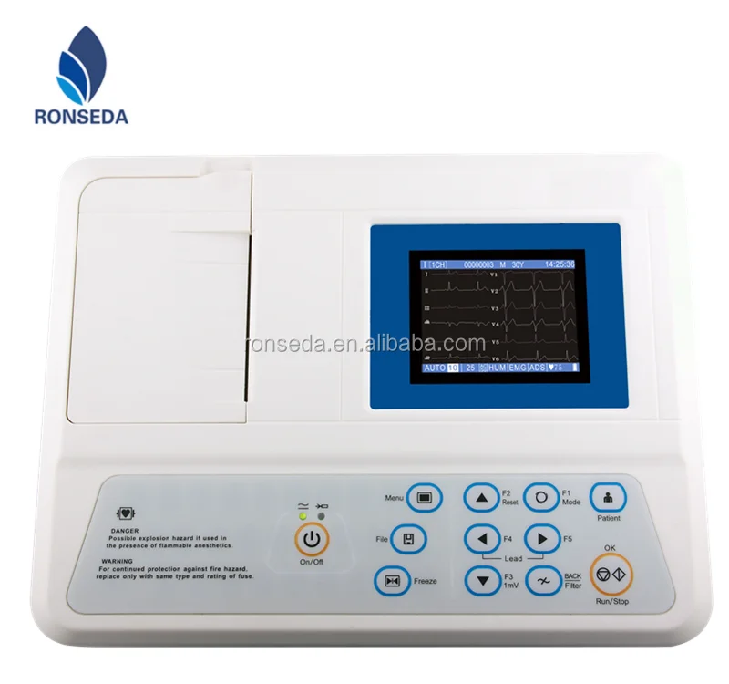 Single Channel 12 Leads Heart Movement Recording ECG Machine