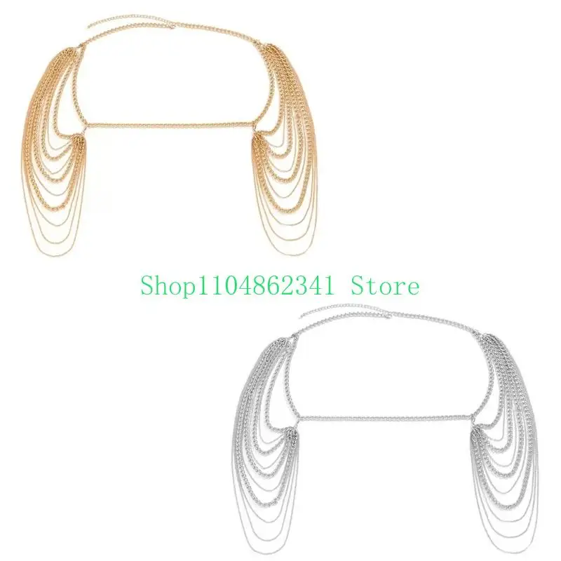 

5asd Heavy Duty Multilayer Body Chain Stylish Tassels Chain Necklace for Nightclub