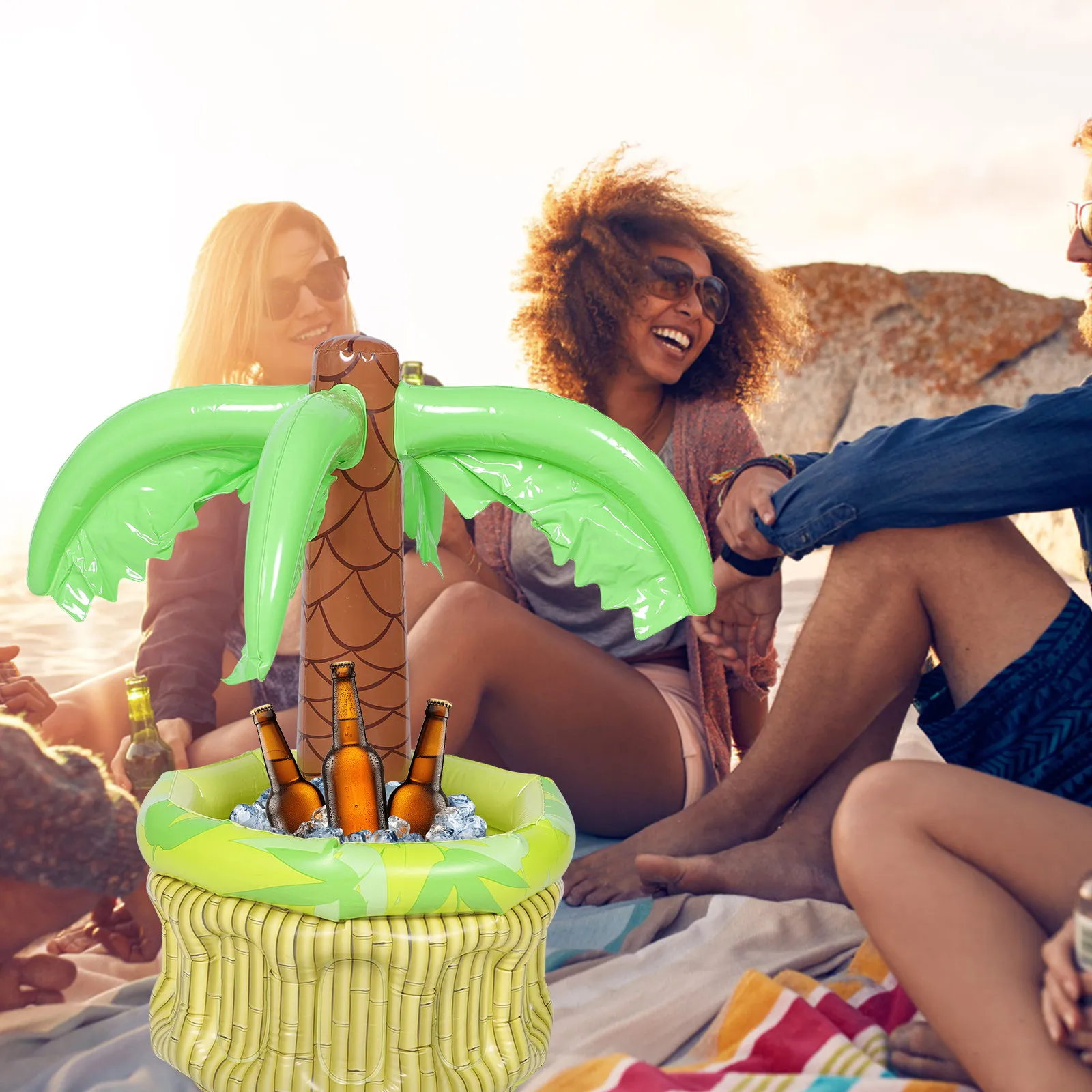 Inflatable Palm Tree Cooler Ice Bucket Foldable PVC Portable Summer Pool Party Tropical Decor Fiesta Party Supplies