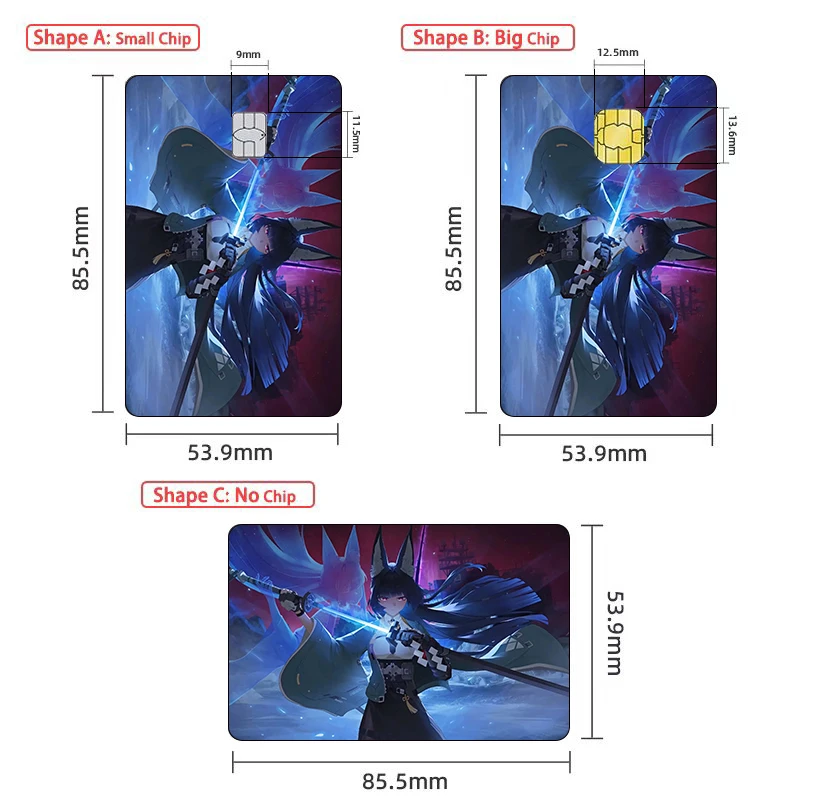 Zenless Zone Zero Series Credit Card Skin Sticker Cute Girl Matte Stickers for VISA JCB and Other IC Card Protect Decoration