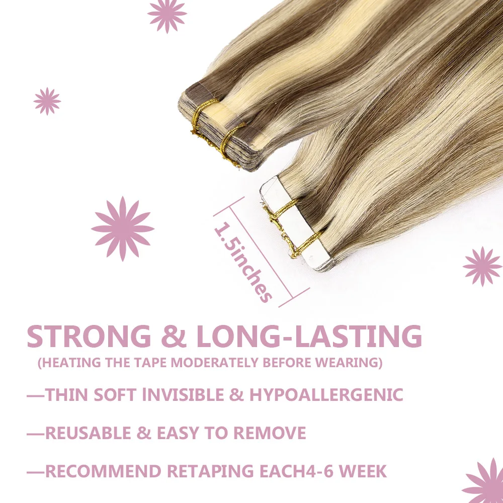 Tape In Hair Extensions Real Human Hair Human Hair Extensions Remy Natural Hair Straight Hair Double Side Tape In Extensions