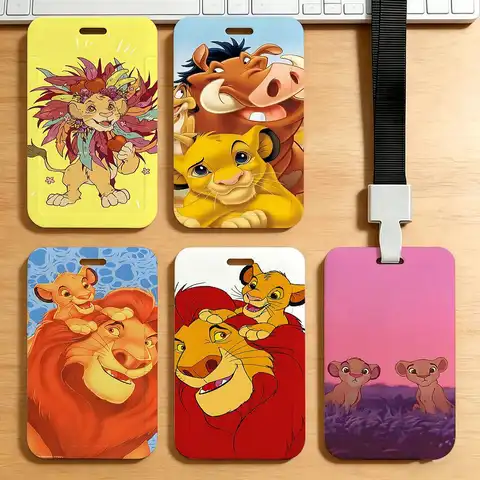 L-Lion-King-Simba Lanyard Style ID Holder Access Card Sleeve Keychain Work Badge Clip Neck Lanyard