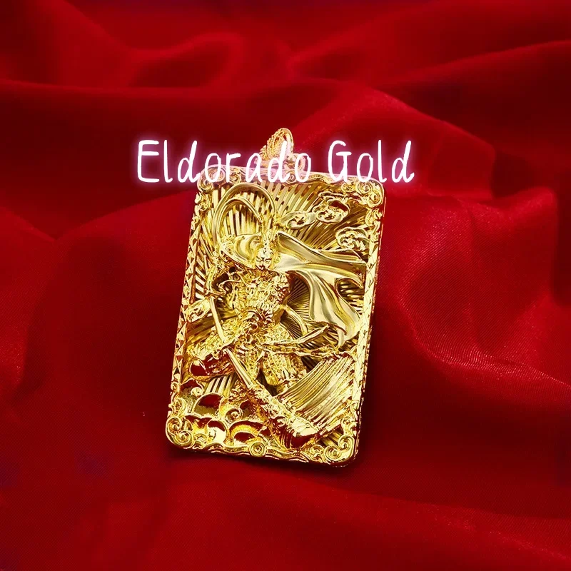 

Eldorado Gold Tiger Zodiac Tag Domineering Gold AU999 Men's National Trend Great Sage Guan Yu 24k Gold Mazu Necklace Pendant