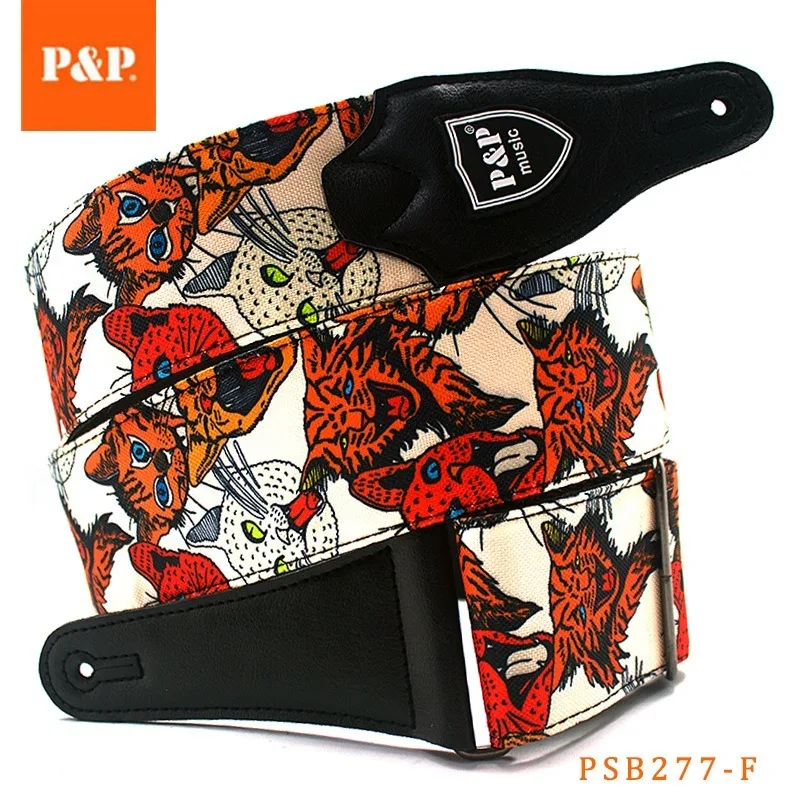 P&P Adjustable Embroidered Cotton Guitar Strap Widening and Thickening for Electric Acoustic Guitar Bass Belt
