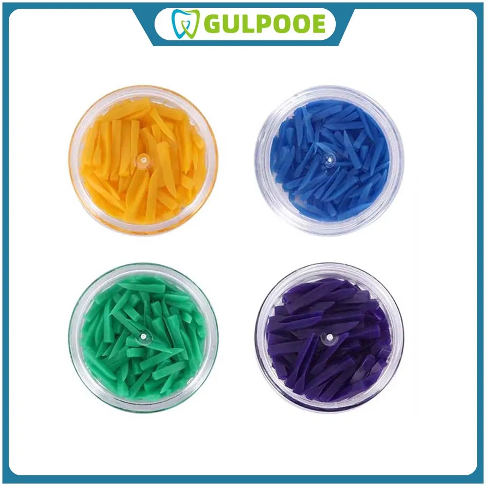 

GULPOOE 100 Pcs/Box Disposable Dental Materials Wedges Tooth Gap Wedge 4 Colors Choice Interdental Composite Filling Material