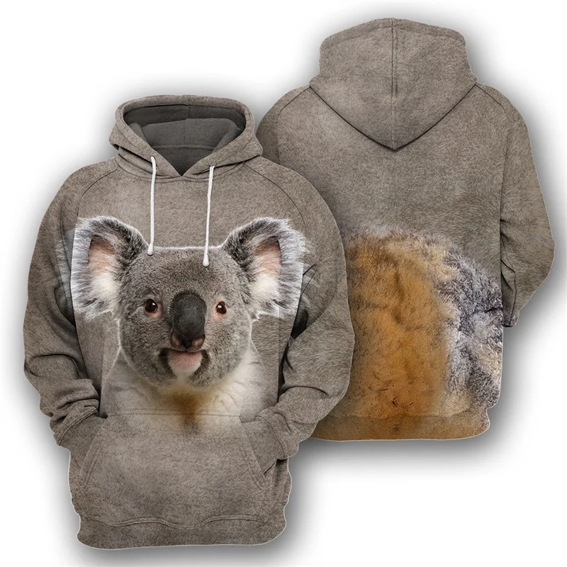 Animal 3D Printed Kangaroo Koala Rabbit Hoodie For Men Cool Long Sleeve Pullover Sweatshirts Street Hooded Coat Kids Clothes