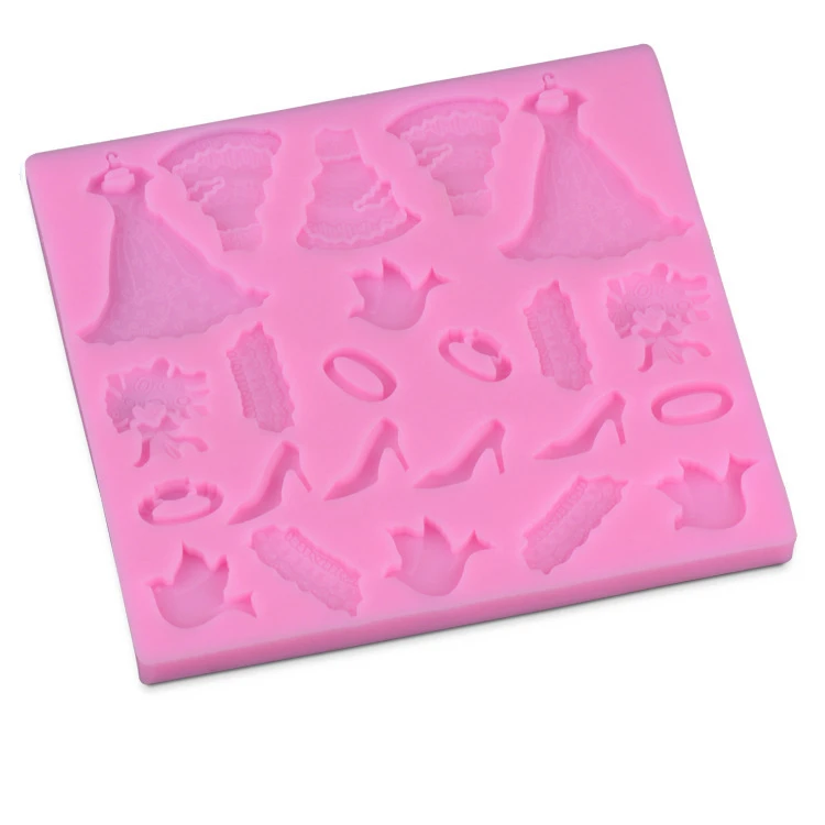 New Arrival Wedding Dress, High Heels Shape 3D Silicone Cake Mold Fondant Cake Tools For Cupcake D259