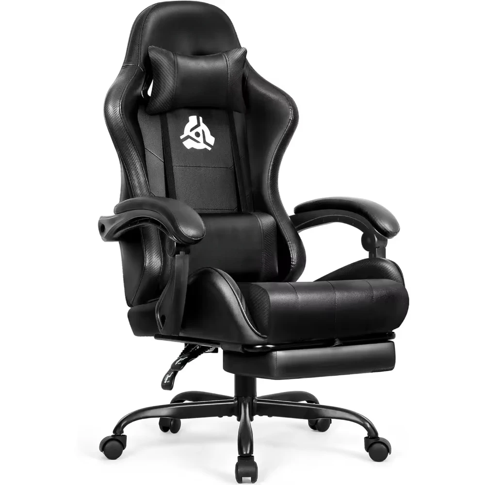 

High-Back Ergonomic Computer Chair with Lumbar Support and Footrest, Height Adjustable with PU Leather Recliner, Gaming Chair