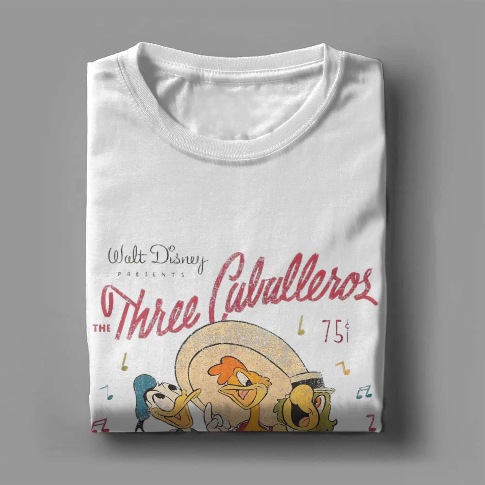 The Three Caballeros دونالد داك تي شيرت الرجال القطن الخالص الترفيه تي شيرت س الرقبة الكرتون تي شيرت ملابس قصيرة الأكمام المطبوعة #3