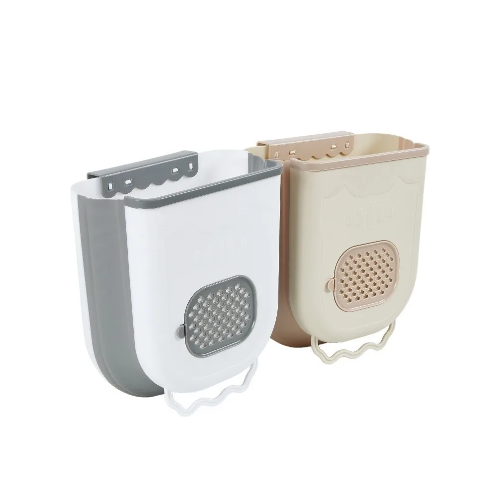 

Space Saving Wall-Mounted Trash Bin Plastic Hands-Free No-Bending Trash Can Leak-Proof Thickened Cabinet Door Bin Kitchen Use