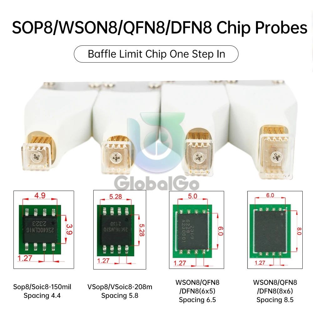 SOP8/WSON8/QDFN8 Chip Download Burn Write Probe Spring Needle Flash Eeprom Chip Burner Cable