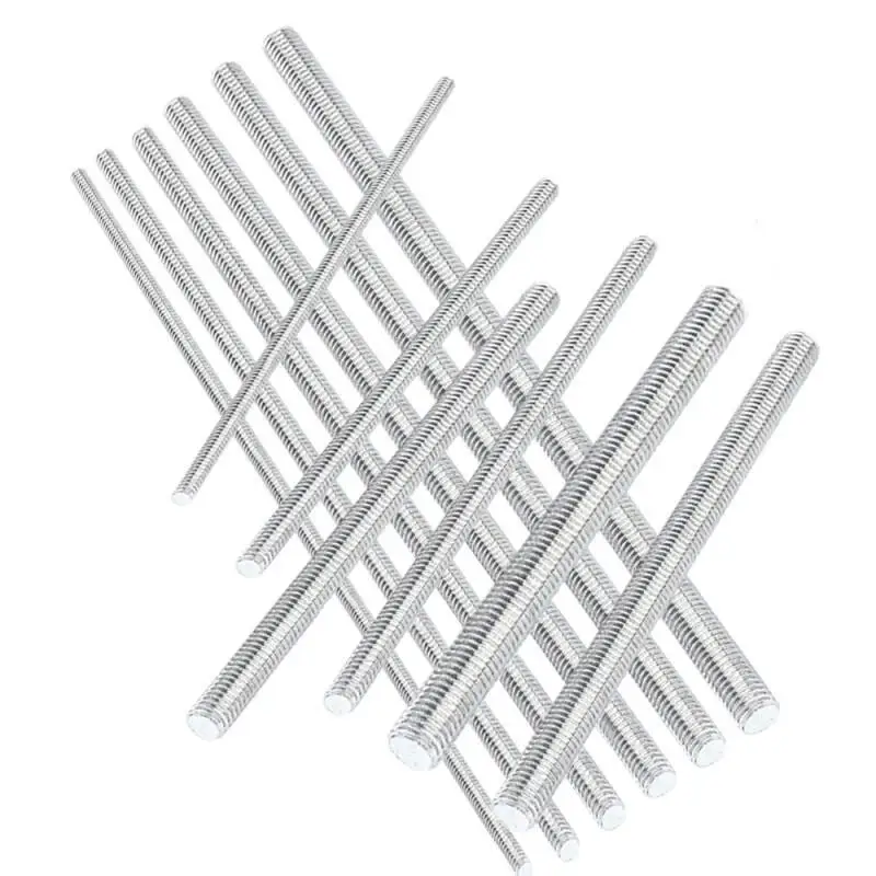 304 Stainles Steel Full Threaded Rod Bolt M2 M2.5 M3 M4-M20 Length 250/500mm Full Metric Headless Bolt Thread Stud Rods Screws
