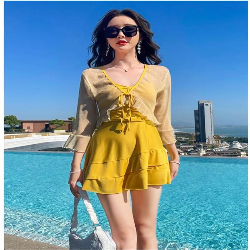 여성용 원피스 수영복 슬림 배 커버 따뜻한 봄 호텔 수영복 보수적이고 세련된 섹시한 디자인