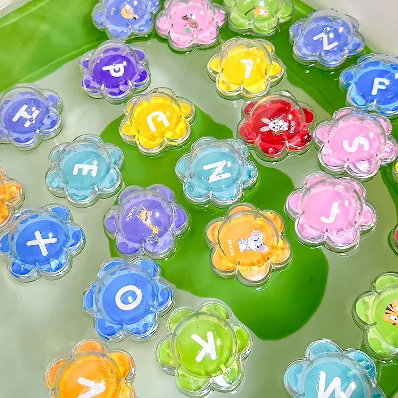 

Children Bathroom Floating Ball Bath Toy Flower Shape Letters Animals Early Education Cognitive Baby Play Water Bathing Toys