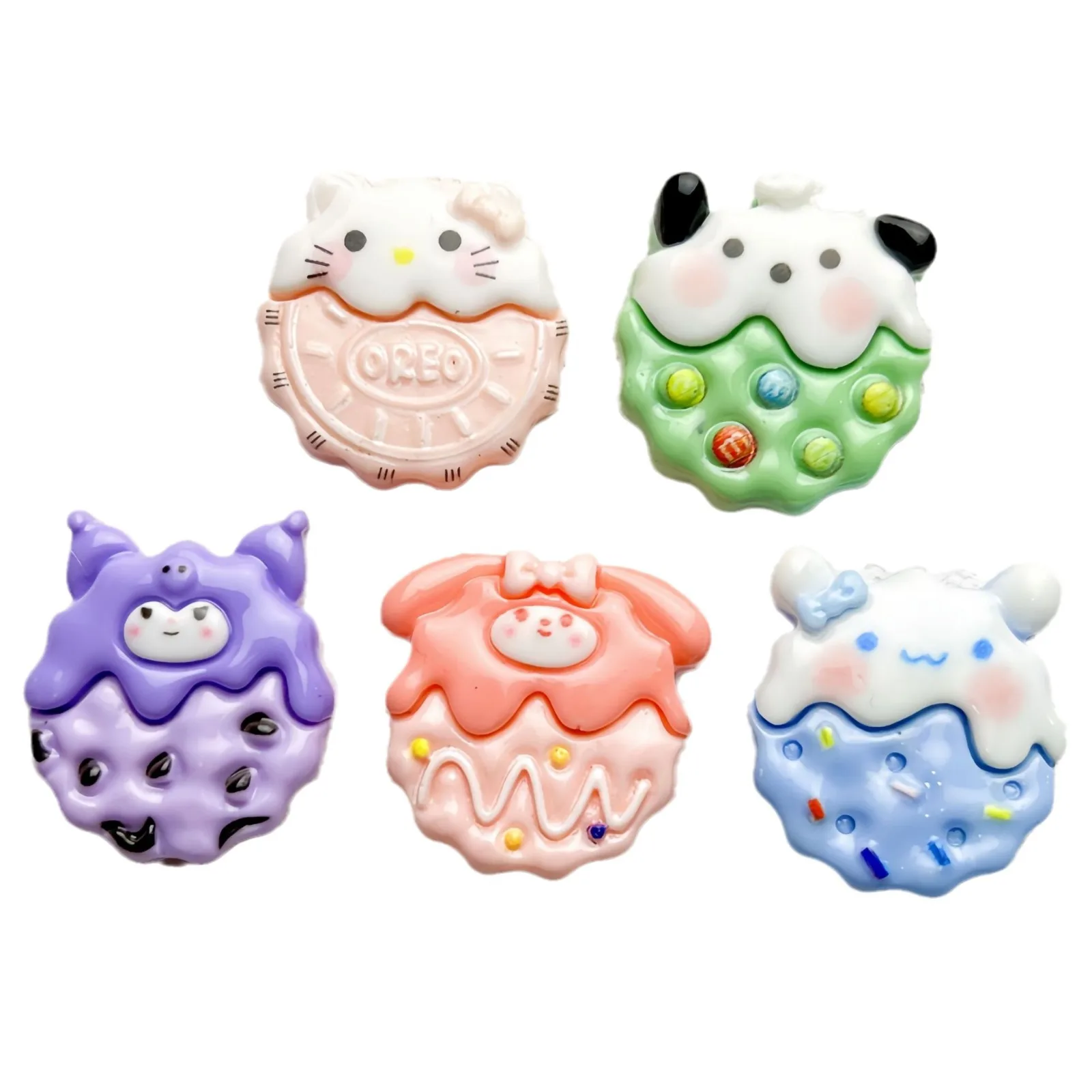 5Pcs Cute sanrio biscuits series Cartoon Resin Flatback Diy Kawaii Resin Accessories Crafts Materials Scrapbooking Embellishment